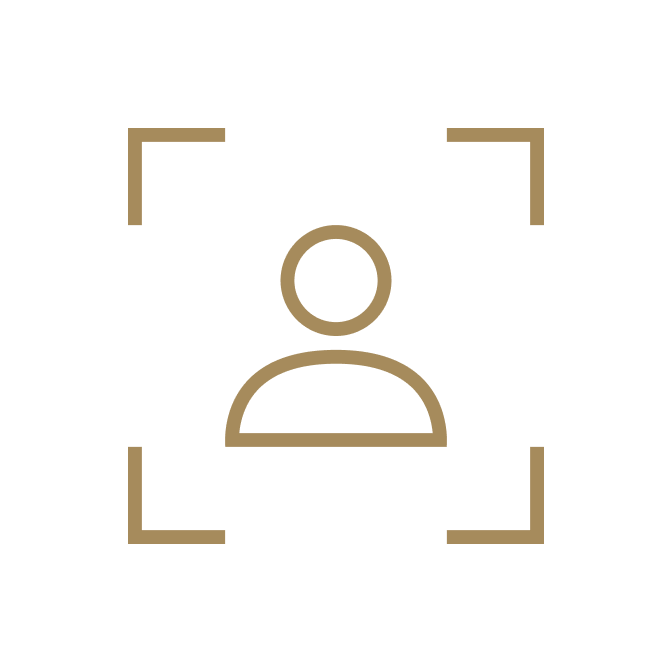 Icône d'utilisateur dans un cadre, représentant une personne.